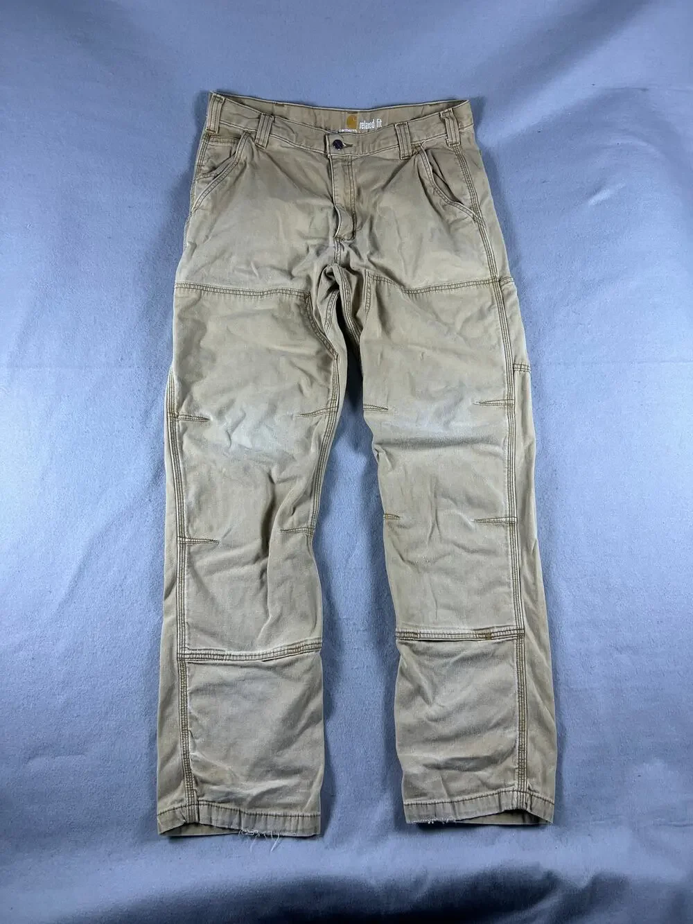 Carhartt Carpenter Pants Mens 36x34 Tan Double Knee Canvas Relaxed Fit Workwear